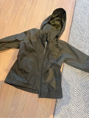 The North Face Olive Green Shell Jacket with Hood. Rain jacket